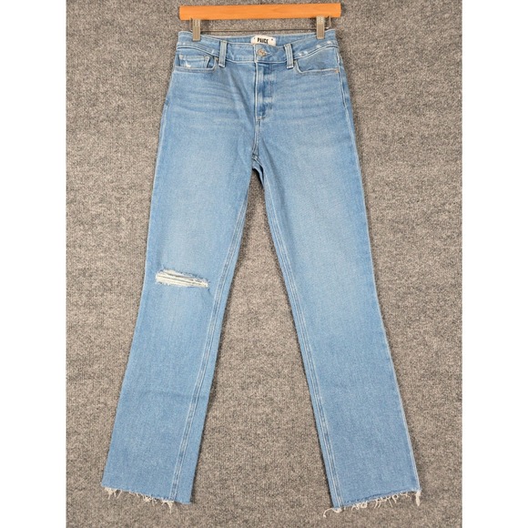 PAIGE Cindy High Rise Straight Ankle Jeans Light‎ Wash Distressed Size 26NWT